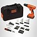 BLACK+DECKER 20V MAX* POWERCONNECT Cordless Drill Driver Kit with Drill Bit Set and Sockets, 100 pc. Tool Kit for Home, Battery and Charger Included ,Orange (BDC120VA100)