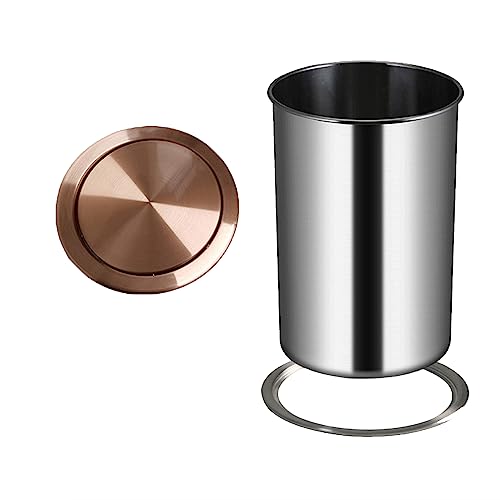 隠しゴミ箱 ビルトイン 食器棚カウンタービン フラップカバー ステンレススチール ビルトイン バランススイングコンポスト 食品廃棄物ビン キッチン ホーム バスルーム ゴミ箱 ゴールド,Gold