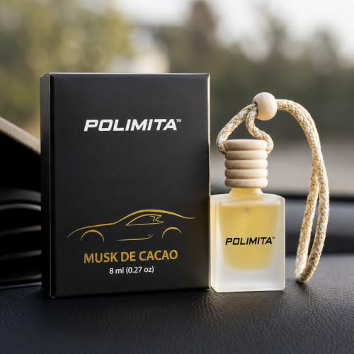 Image of Musk De Cacao Car Perfume | Premium Car Hanging Air Freshener | Rich Musk Fragrance | Frosted Glass Bottle with Wooden Cap | Leak Resistant | Long Lasting Up to 30 Days | 8ml