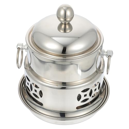 1 セット アルコールストーブ小鍋 屋外バーナー ポータブル調理器 オイルバーナー キャンプストーブ やかんコンロ 旅行用食器 屋外アルコールストーブ ステンレス鋼 Silver