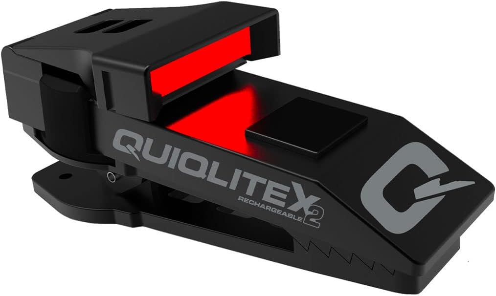 QUIQLITEX2 Tactical Red/White Hands-Free LED Pocket Light, 20-200 Lumens, Aluminum Housing (USB Rechargeable)