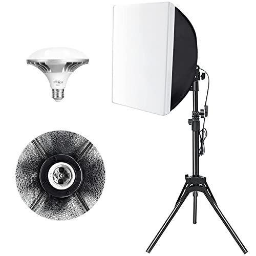 Softbox 450W Kit D'éclairage de Photographie LED 40x40cm/16×16', Ampoule LED 50W Douille E27, Softbox pour Portrait/Vidéo Shooting/Live Steaming