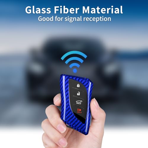 Image of T-carbon Real Glass Fiber Key Fob Cover Compatible with Lexus Key Fob Protector Fits for Lexus GX, LC, LS, RZ RX ES NX UX Key Case,Blue