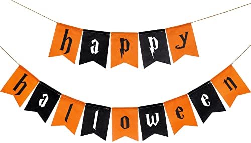 Amazon.com: Whaline Happy Halloween Banner Halloween Bunting Banners Fabric  No DIY Required Hanging Banner Garland Halloween Black Orange Banner for  Halloween Home Office Party Favor Decor Supplies : Toys & Games