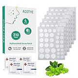 ACOTYE Pimple Patch 210PCS Pickel Patch mit Alkoholtupfern, Flecken, schnelle Heilung mit Teebaumöl, Salicylsäure und Niacinamid, Hydrokolloid Pflaster, vier Größen 8 mm, 10 mm, 12 mm, 14 mm
