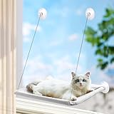 PETCUTE Cat Window Hammock Perch with 4 Strong Suction Cups, Safety Cats Shelves Space Saving Cat Hammock Window Seat for Large Cats,Premium Reinforced Material,for Smooth Surfaces,Gray