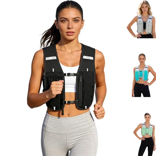 Gilet Hydratation Running Femme Course léger avec Bouteille d'eau Pliable, Sac à Dos d'hydratation de Course Pratique avec Porte-téléphone et Stockage, Courir randonnée Cyclisme Trailrunning Marathon
