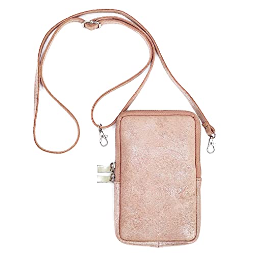 Fermeture éclair sécurisée pour ce sac à bandoulière portefeuille en cuir véritable anti-perte