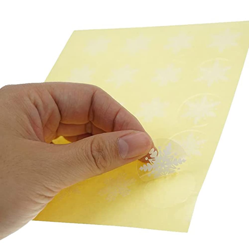 SaktopDeco 400 PCS 1 Inch Snowflakes Stickers Cute White Snowflakes Label Stickers for Candy Cookie Bag Envelope Bag Seals Decorations