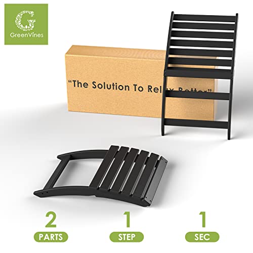 Greenvines Folding Xavier Chairs Set Of 2, Portable Adirondack Chair, Hdpe Plastic All-Weather Fire Pit Chair For Beach Outdoor Poolside Fishing Camping Patio Porch Garden, Support 350 Lbs, Black #TOP6