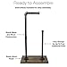 Excello Global Products Toilet Paper Holder Stand: Free Standing Toiler Paper Dispenser Bathroom Organizer with Reserve Storage. Industrial Cast Iron Pipe with Stained Woodnen Base. Size: 28
