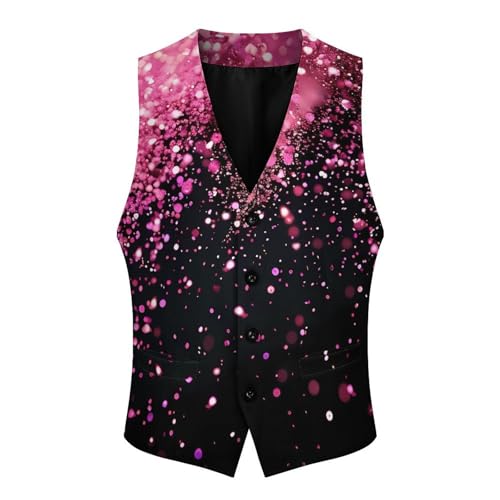 Rose Gold Particles Men's Suit Vest Waistcoat Vests Formal Dress with 2 Pockets for Business Casual Tuxedo3