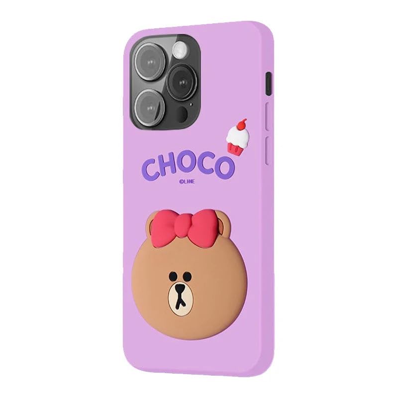 Image of COVERLY for iPhone 14 Plus 3D Line Friends Choco Cartoon Case,Premium Silicone Case Purple Candy with Phone Holder Cool Full Protective Cute Kawaii Aesthetic Cover for Apple iPhone 14 Plus