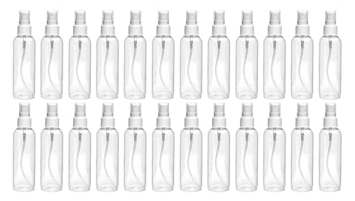 Image of Mist Spray Bottle 100 ml Transparent Plastic Empty Refillable Reusable Fine Mist Spray Bottle Container For Sanitizer, Perfume, Rose Water, Travel, Home Care, Other Diy (Pack of 24)