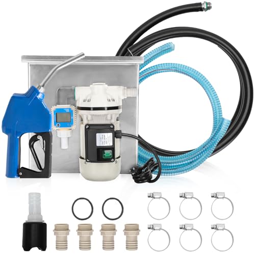 2025 High-End DEF Pump Kit,DEF Transfer Pump 10GPM/40LPM 110VAC 550W 3A with Stainless Steel Shelf,Urea Gun,K24 External Thread Flowmeter,4.3/4 Black Flowline 4 Meters,1 Inch Into the Oil Pipe 2Meters