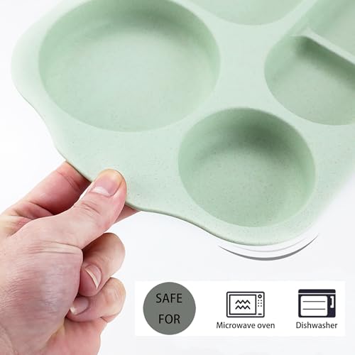 Nicunom 8 Pack Unbreakable Divided Plates for Kids Adults, 12 Inch Reusable Compartment Plates with Utensils, Wheat Straw Portion Control Plate, Dishwasher and Microwave Safe, BPA Free by Nicunom - Image 4