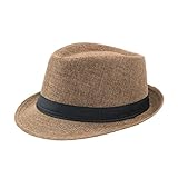 tinysiry cappello fedora cappello da uomo in lino cappello da esterno a tesa larga protezione solare cappello parasole cappello da uomo di paglia arrotolato, cappello da spiaggia per le vacanze cachi