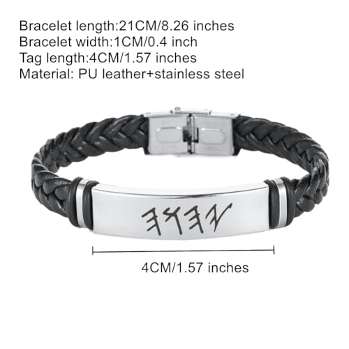 Old Paleo Hebrew Name of God Yahuah Leather Bracelet -2 Pcs Israelite Hebrew God YHVH YHWH Jehovah Blessing Bangle for Men2