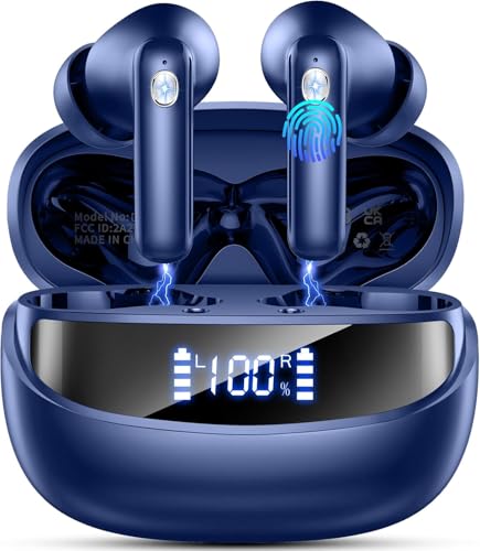 Nerunsa Wireless Earbuds, Bluetooth 5.4 Headphones with 4 ENC Noise Cancelling Mic