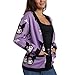 Kuromi Stars All-Over Print Women's Purple Long Sleeve Cardigan-XL