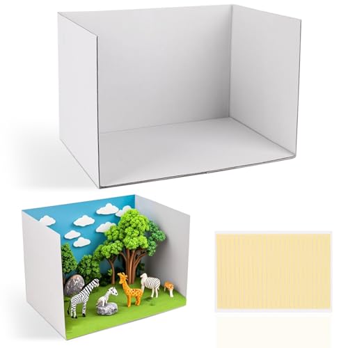 Yesongreat 2 Pcs Diorama Box, Cardboard Diorama Box Kit for Display with Double Sided Tapes, Diorama Supplies for DIY School Project and Creative Display