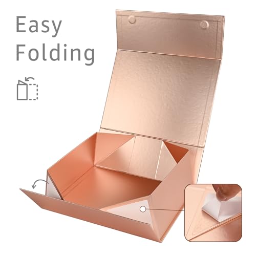 Image of LIFELUM Rose Gold Gift Box with Magnetic Lids for Presents, 14 inchx8.5 inchx4.5 inch