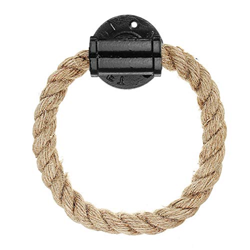 Rope Towel Ring Wall Mount Vintage Cast Iron Towel Rack Industrial Storage Toilet Towel Holder Rustic Hand Towel Hanger for ShowerBathroomBedroomKitchen