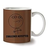 Shirtcity Challenge Accepted Meme Tasse Braun by
