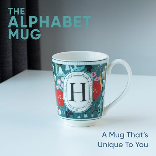 Image of Shay Alphabet Mug 300ml, Letter H Printed Coffee Mug for Girls, Boys, Friends | Ceramic Mug |Glossy Finish | Ceramic Coffee Cup | Porcelain | Microwave Safe (Alphabet Mug - H)
