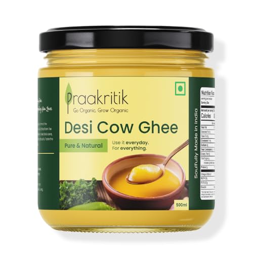 Image of Praakritik Desi Cow Ghee 500 Ml - Premium Pure Ghee, Traditional Method, Authentic Desi Ghee for Cooking, Healthy & Flavorful