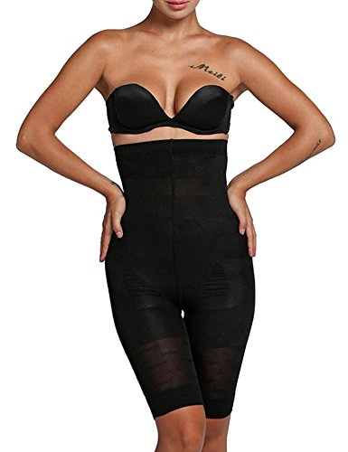 Pagacat Femme Culotte Sculptante Cullotte Gainante Invisible Panty Minceur Body Gaine Amincissante Ventre Plat Taille Haute Serre Taille Boby Shapewear - Noir - Taille S
