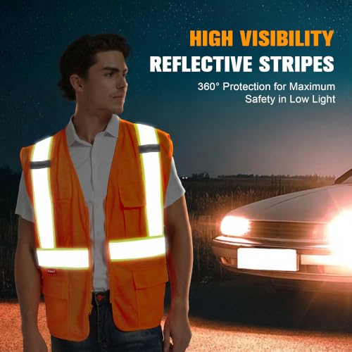 Image of ProtectX High Visibility ANSI Class 2 Safety Vest with 4 Pockets