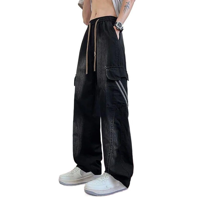 Summer Wide Leg Jean Cargo Pants Men Casual Summer Pant