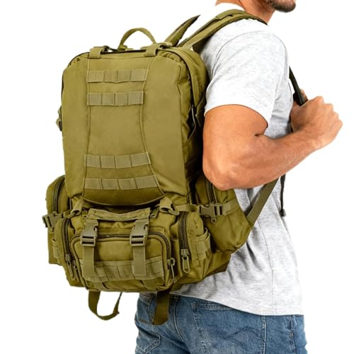 55L Mochila Masculina Mochila Grande para Acampamento Destacável (Verde)