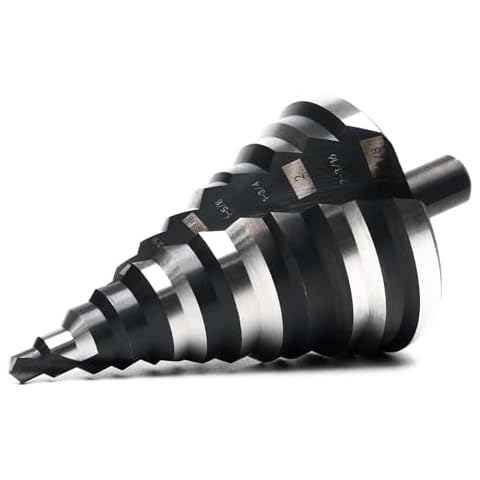 Vouyar 1/4 to 2-3/8 Inch HSS Step Drill Bit for Metal Sheet, 12 Sizes Extra Large Drill Stepper Bit for Sheet Aluminium, Plastic, Wood, Heavy Duty, Spiral Grooved Cover