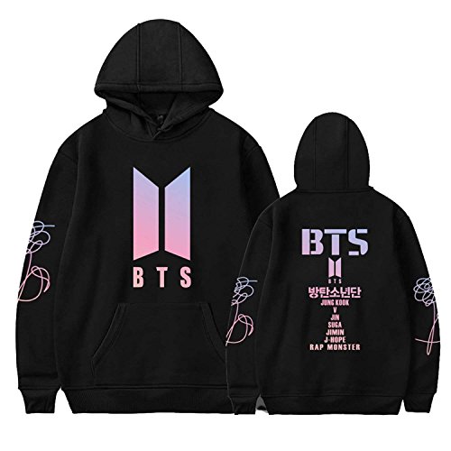 Bosunshine Love Yourself ? [Her] Hoodie Sweater V Rap-Monster Suga Jin Jimin J-Hope Jung Kook Jacket Pullover (Black-1, S)