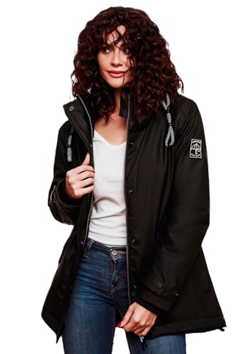Navahoo Damen Winter Regen Jacke Parka Mantel warm gefüttert Kapuze B847...