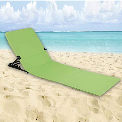 Hi Chaise Tapis de Plage Pliable Bain de Soleil Chaise Longue Tapis de Sol Matelas Vacances de Camping Jardin Terrasse Patio Extérieur PVC Vert
