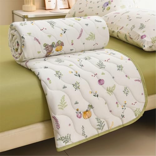 Odot Colchas Cama 90/135/150 Modernas para Verano y Entretiempo, Moderno Flores Colcha Bouti Reversible Multiusos Cubrecama Suave y Transpirable Colchas Acolchado (Verde,100x150cm)