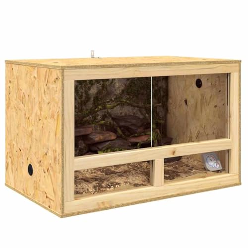 vidaXL Terrarium Marron 80 x 50 x 50 cm OSB, Enclos en Verre Rustique, Terrarium rectangulaire élégant pour Reptiles, Maison d'intérieur ou Vivarium
