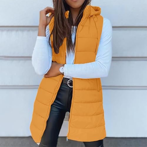 Long Puffer Vest Women Lightweight Hoodie Jacket Casual Winter Tops 2026 - image 5