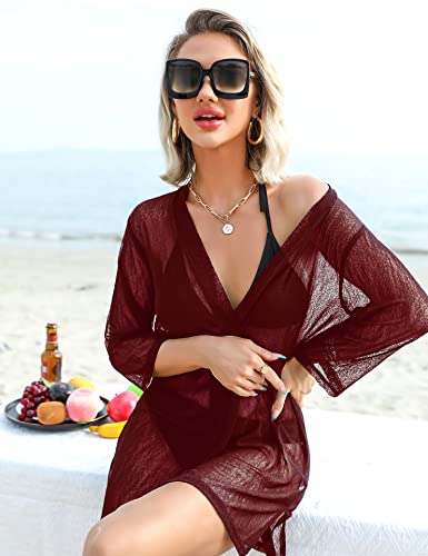 Image of iClosam Women Casual 3 /4 Sleeve Sheer Open Front Cardigan Sweater Kimono