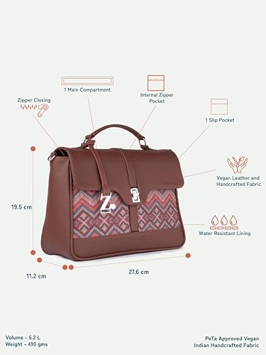 Image of ZOUK | Women's Vegan Leather | Stylish Handbag with Adjustable Strap, Top Handle |