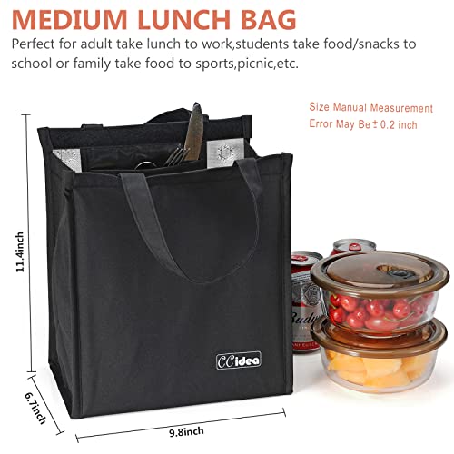 Ccidea Lunch Bag For Women Men, Simple Insulated Lunch Box, Reusable Lunch Boxes For Office Work Travel (Black With Velcro) #TOP1