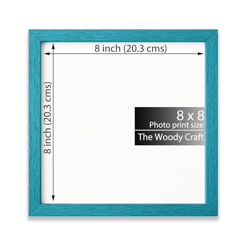 Image of Square Frame 8x8 inch | Stylish Photo Frames For Wall Decor | Wall Frames To Enhance Your Room | Durable Wooden Frame | Blue Frames For Wall Decor | Hanging Photo Frame (8x8 inch, Blue)