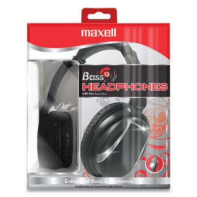 Image of MAX199840 - Maxell Bass 13 Headphone with Mic | Over-ear wired headphone with plastic earpiece & in-line mic - Bass 13 heavy-bass sound signature