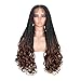quickwig Full Lace Braided Wig with Baby Hair French Curly Braiding Hair for Black Women Loose Wavy Braids Wig French Curls Synthetic Hair Double Lace Frontal Braid Wig (1B/30#)