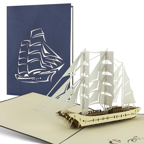 denaro regalo, scheda Pop-Up con barca a vela Super come regalo buono per un viaggio da viaggio, B11