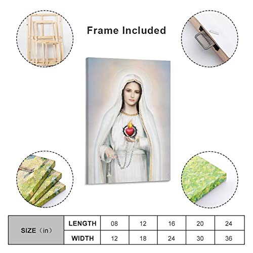 Posters Our Lady Of Fatima Poster Immaculate Heart Of Mary Religious Culture Wall Art Canvas Prints Pictures For Living Room Bedroom Home Decor 24X36Inch(60X90Cm) Frame-Style #TOP1