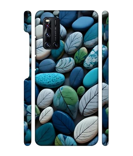 Image of ''Colourful Stones''-(Blue-White) Printed Hard Mobile Back Cover & Case for Vivo V19, Designer | Protective & Premium Cover & Case